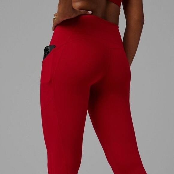 Fabletics PureLuxe Red Leggings 7/8 with Pockets, High Waisted, Size M/8 - Picture 2 of 10
